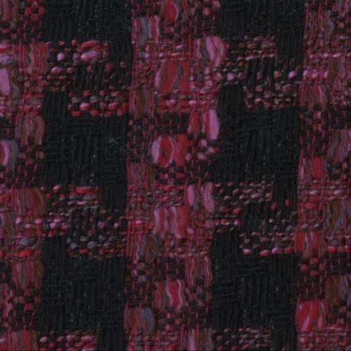 tissu ANCELINE pieds de coq noirs - rose - parme