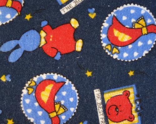 tissu  flanelle LAPIN tout doux marine