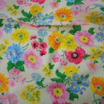 tissu fleuri fond crême - coquelicots et boutons d'or