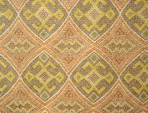 tissu CALLAO motif Inca -cuivré-vert 