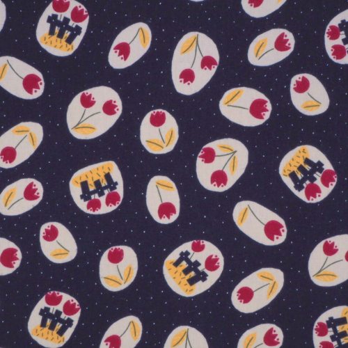 tissu flanelle ANNAÏC bulles fleuries  fond pois tête d'épingle