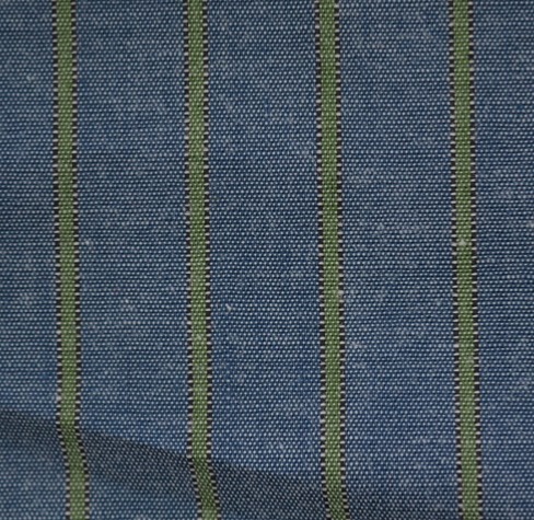 tissu CANNES rayures vertes fond bleu 