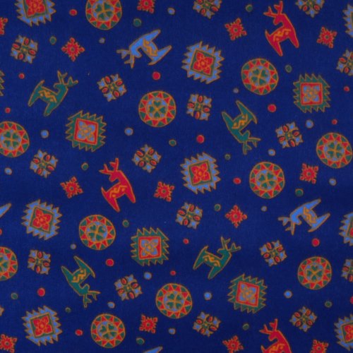 tissu flanelle ALASKA  fond bleu motifs nordiques