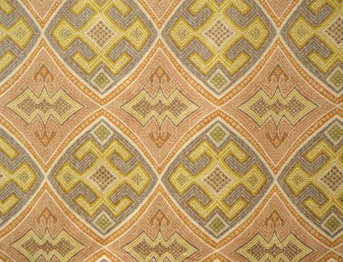 tissu CALLAO motif Inca -cuivré-vert 