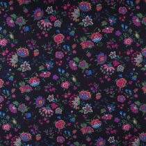 tissu  flanelle  ANOUCHKA fleurs colorées sur fond noir