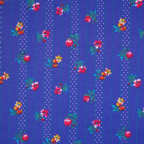 tissu CHERRY petites fleurs sur rayures fond violet