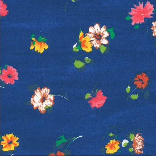 tissu ALLEGRA fleuri - fond bleu