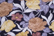 tissu matelassé AUBUSSON fleuri moutarde brun 140cm