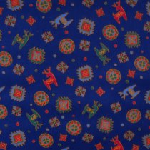 tissu flanelle ALASKA  fond bleu motifs nordiques