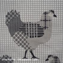 Tissu  poules  sur fond pied de poule - BERTHE