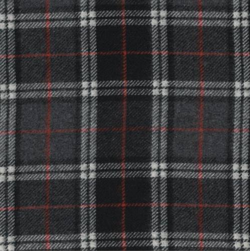 tissu BRADLEY lainage  écossais noir-anthracite-rouge