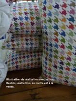 tissu BEATRIX pieds de poule multicolores