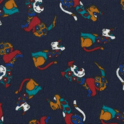 tissu flanelle ACHILLE chiens fond marine