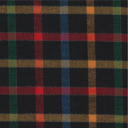 tissu flanelle   écossais rouge jaune bleu  fond noir