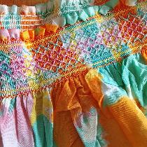 tissu à  smock fleuri -H:73cm-L: 75 cm-zone smockée