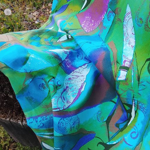 tissu piqué de coton - taches de couleurs vert-turquoise