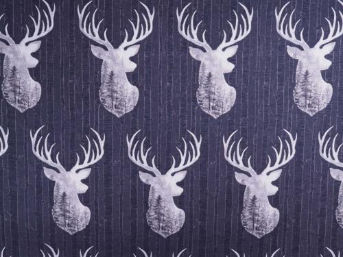 tissu grands cerfs anthracite VALLOIRES