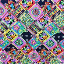 Tissu imprimé losanges ornés de motifs