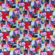 Tissu piqué de coton - fleurs sur nid d'abeille