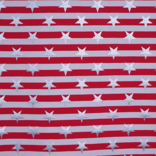 tissu jersey CONNOR marinière étoiles argent