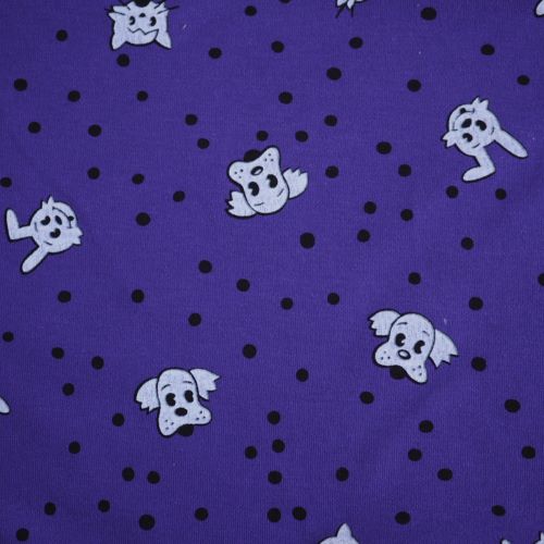 tissu jersey CHIENS et CHATS  fond violet