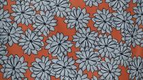 FORTUNEE fleurs grises- fond orange - coton