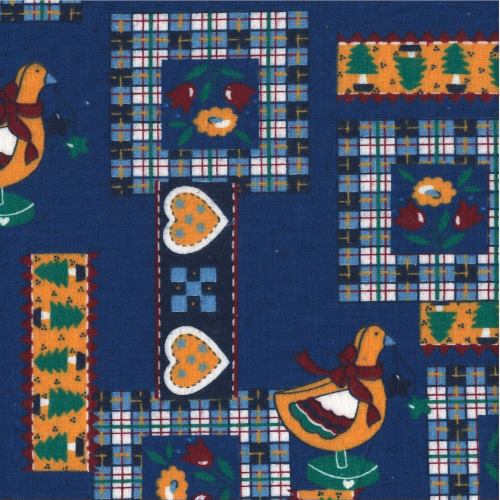 tissu flanelle coton ANNE imprimé oies fond bleu