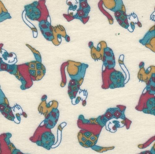 tissu flanelle ACHILLE chiens fond écru
