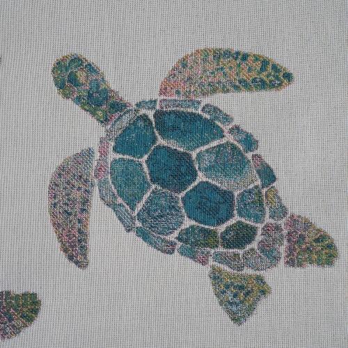 tissu tortues jacquard fond écru - EMILIE